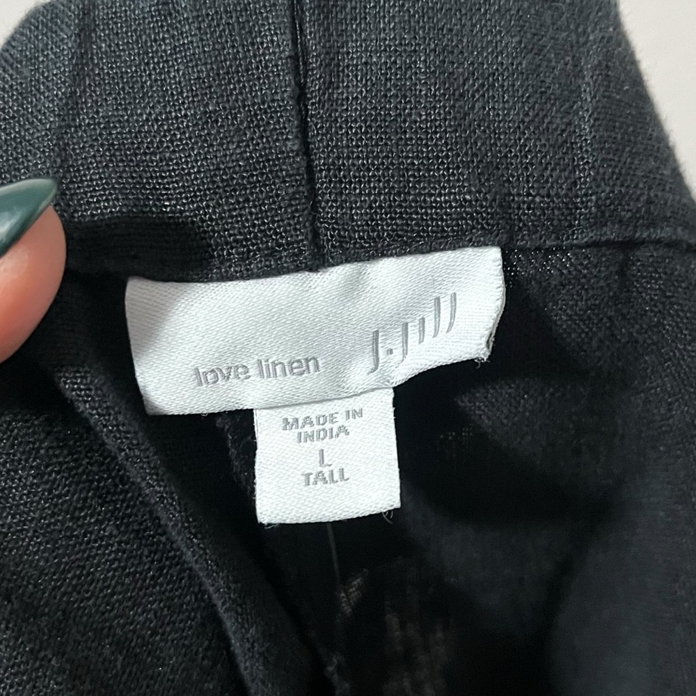 J. Jill Love Linen Black Straight Leg Cropped Pants Size Large Tall - Picture 7 of 9